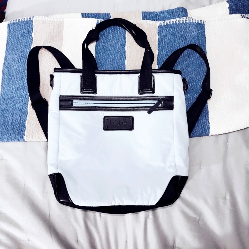 LOLË Rare Ice Blue Mini Lily Backpack/Tote Bag Waxed